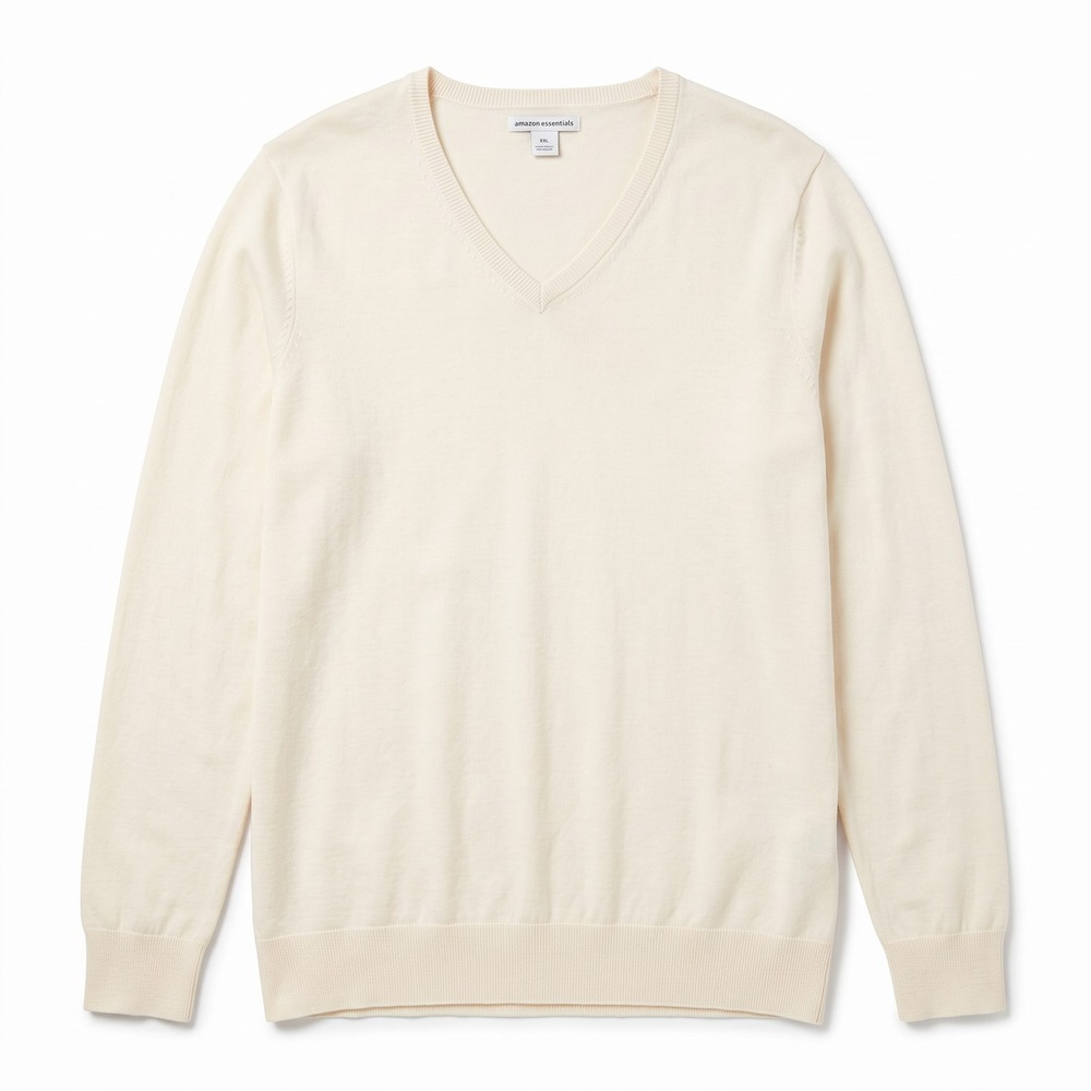 Amazon Essentials XXL Cream V-Neck Sweater Womens Casual Cozy Boho